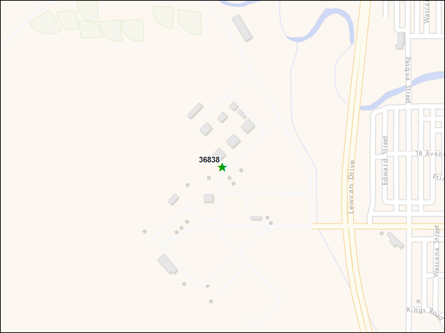A map of the area immediately surrounding DFRP Property Number 36838