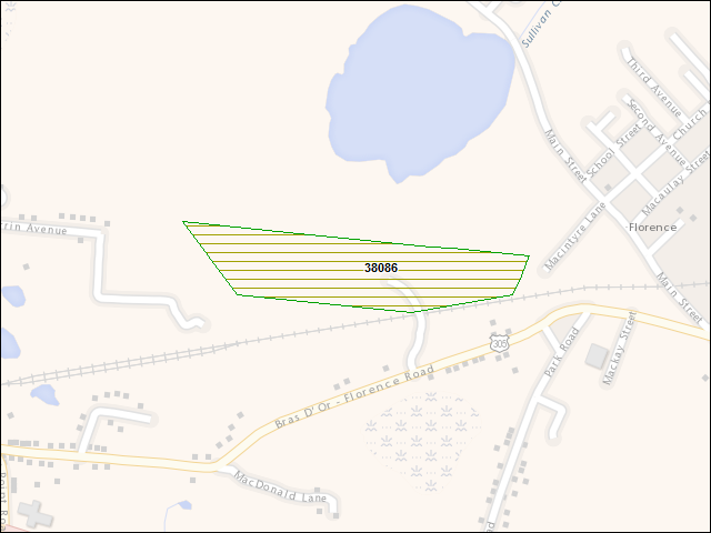 A map of the area immediately surrounding DFRP Property Number 38086