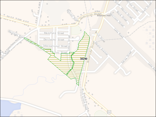 A map of the area immediately surrounding DFRP Property Number 38240