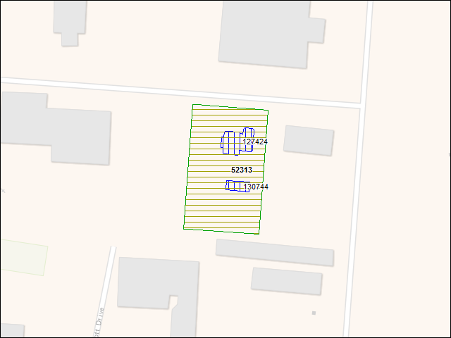 Une carte de la zone qui entoure immédiatement le bien de l'RBIF numéro 52313