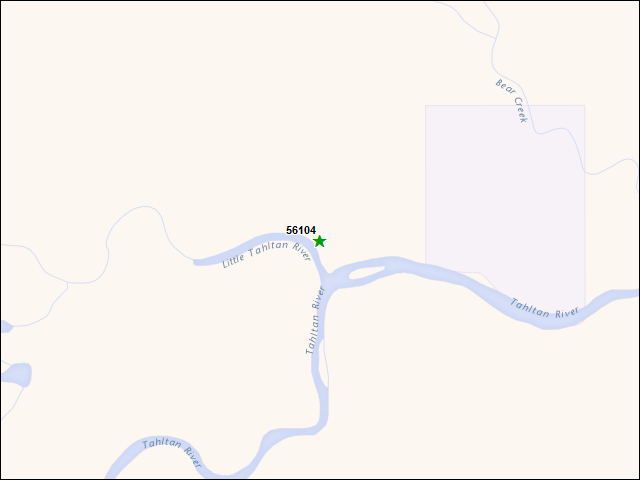 Une carte de la zone qui entoure immédiatement le bien de l'RBIF numéro 56104