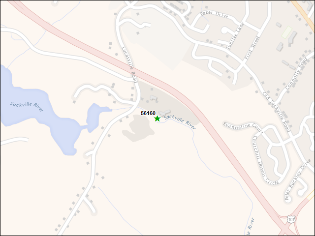 A map of the area immediately surrounding DFRP Property Number 56160