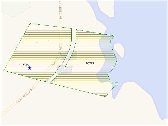 A map of the area immediately surrounding DFRP Property Number 58229