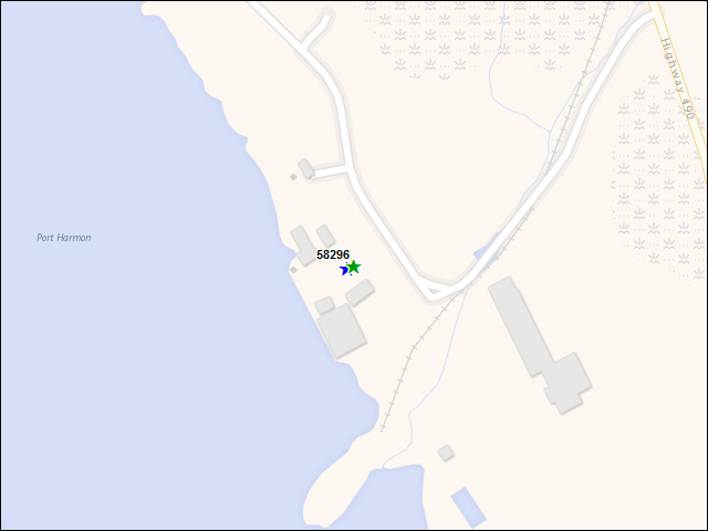 Une carte de la zone qui entoure immédiatement le bien de l'RBIF numéro 58296