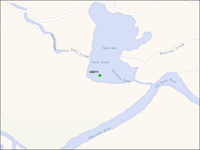 A map of the area immediately surrounding DFRP Property Number 58611