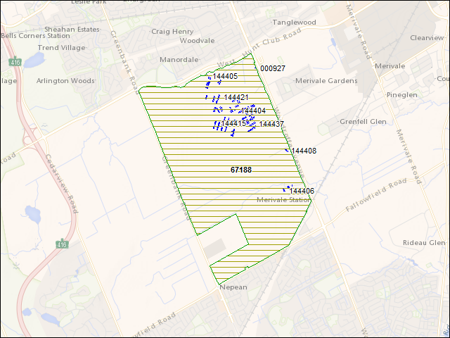 A map of the area immediately surrounding DFRP Property Number 67188
