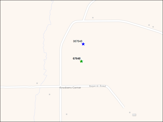 Une carte de la zone qui entoure immédiatement le bien de l'RBIF numéro 67648
