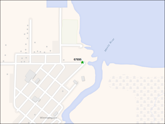 Une carte de la zone qui entoure immédiatement le bien de l'RBIF numéro 67695
