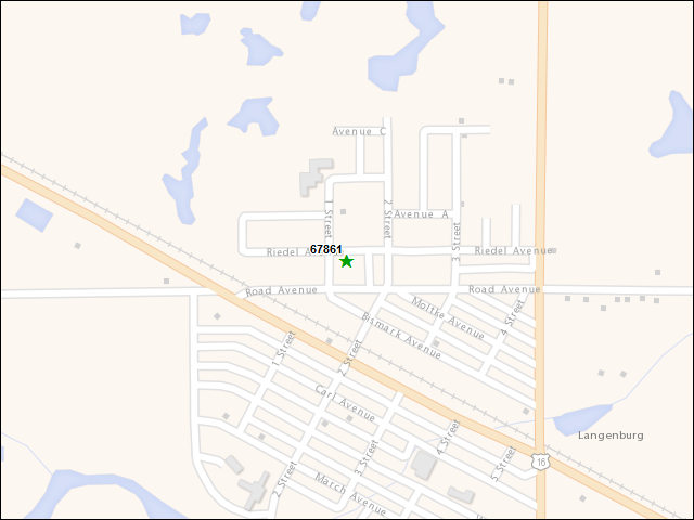 Une carte de la zone qui entoure immédiatement le bien de l'RBIF numéro 67861