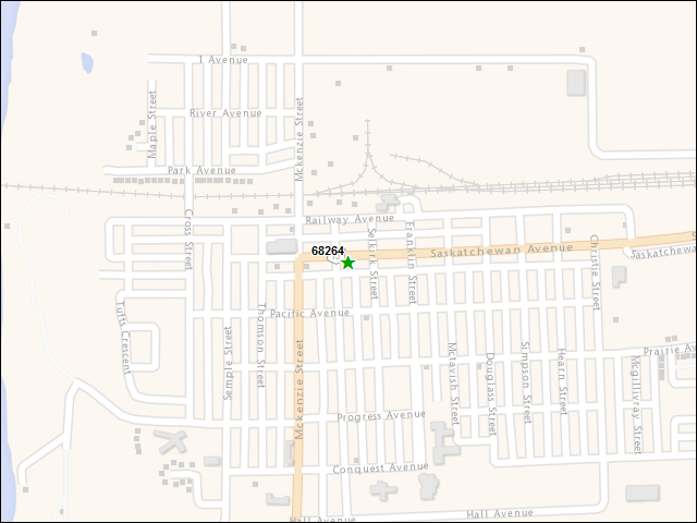 A map of the area immediately surrounding DFRP Property Number 68264