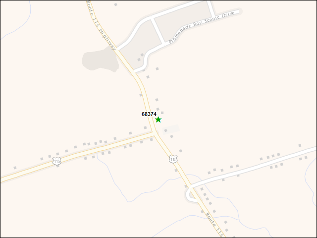 Une carte de la zone qui entoure immédiatement le bien de l'RBIF numéro 68374