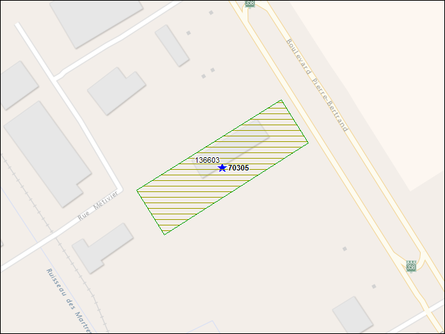 A map of the area immediately surrounding DFRP Property Number 70305
