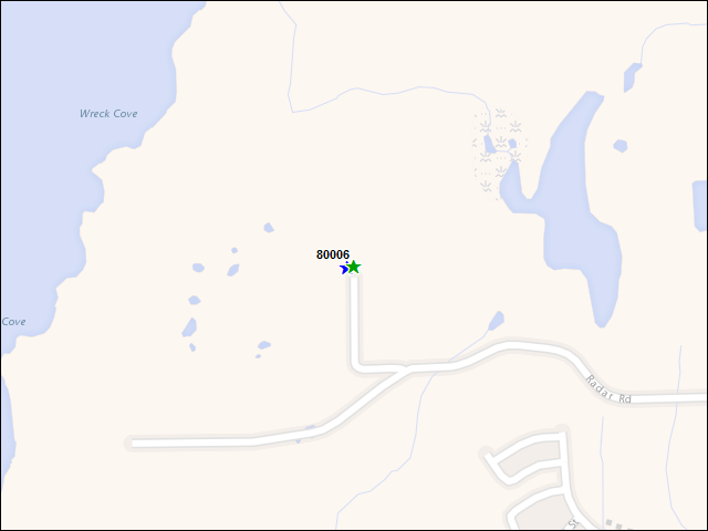 Une carte de la zone qui entoure immédiatement le bien de l'RBIF numéro 80006