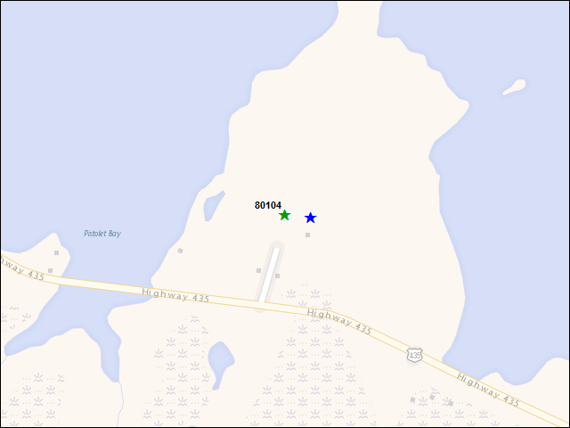 A map of the area immediately surrounding DFRP Property Number 80104