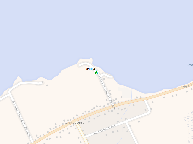 Une carte de la zone qui entoure immédiatement le bien de l'RBIF numéro 81064