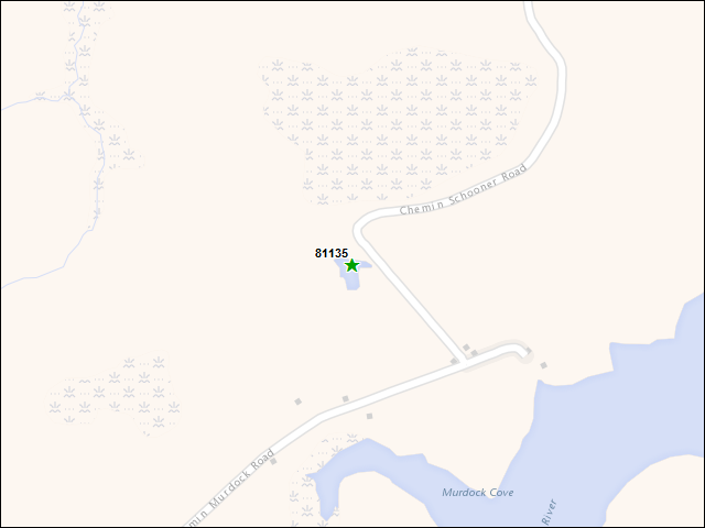 Une carte de la zone qui entoure immédiatement le bien de l'RBIF numéro 81135