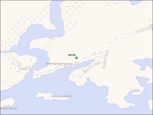 Une carte de la zone qui entoure immédiatement le bien de l'RBIF numéro 81175