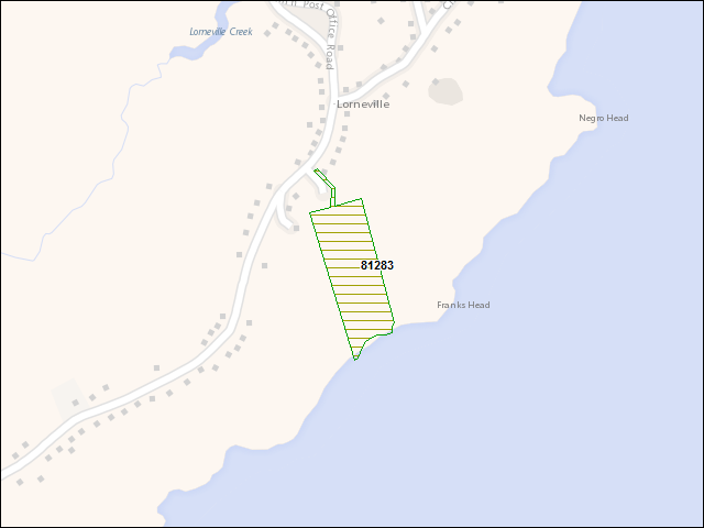 A map of the area immediately surrounding DFRP Property Number 81283