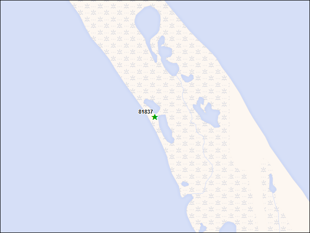 Une carte de la zone qui entoure immédiatement le bien de l'RBIF numéro 81837