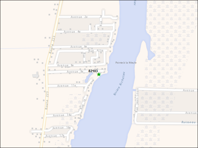 A map of the area immediately surrounding DFRP Property Number 82103