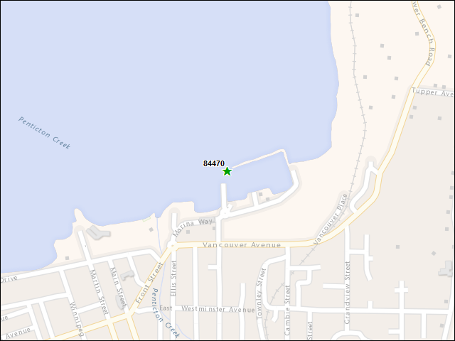 Une carte de la zone qui entoure immédiatement le bien de l'RBIF numéro 84470