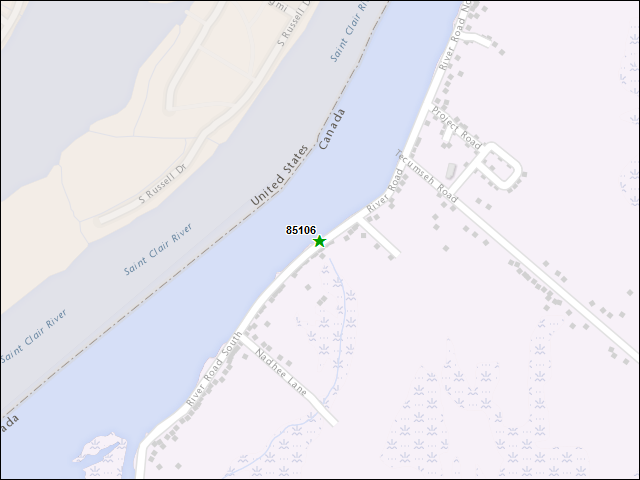 A map of the area immediately surrounding DFRP Property Number 85106
