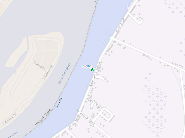 A map of the area immediately surrounding DFRP Property Number 85108