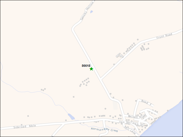 A map of the area immediately surrounding DFRP Property Number 86618