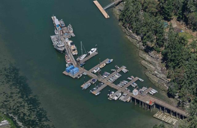 Aerial images of Small Craft Harbour's Whaler Bay British Columbia