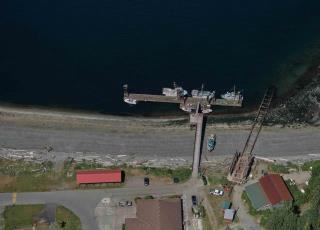An aerial image of Small Craft Harbour's Cape Mudge Harbour, British Columbia