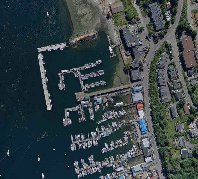 Image aérienne Baie Cowichan, port pour petits bateaux (Colombie-Britannique)