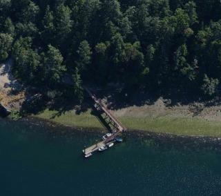 an aerial image of Small Craft Harbour's Burgoyne Bay, British Columbia