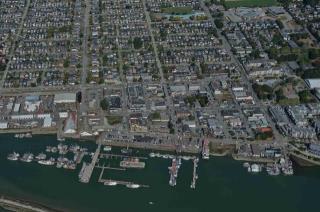 Aerial images of Small Craft Harbour's Steveston Gulf, British Columbia