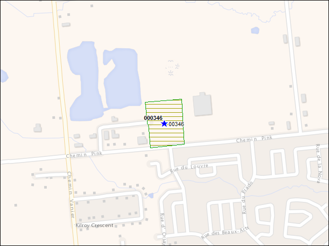 Une carte de la zone qui entoure immédiatement le bâtiment numéro 000346