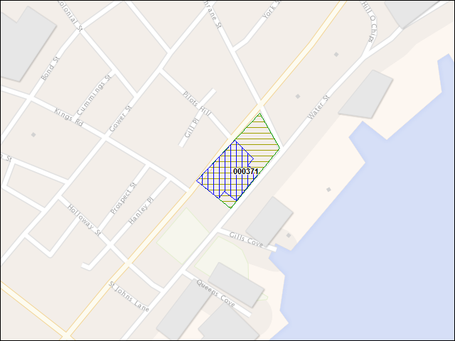 Une carte de la zone qui entoure immédiatement le bâtiment numéro 000371