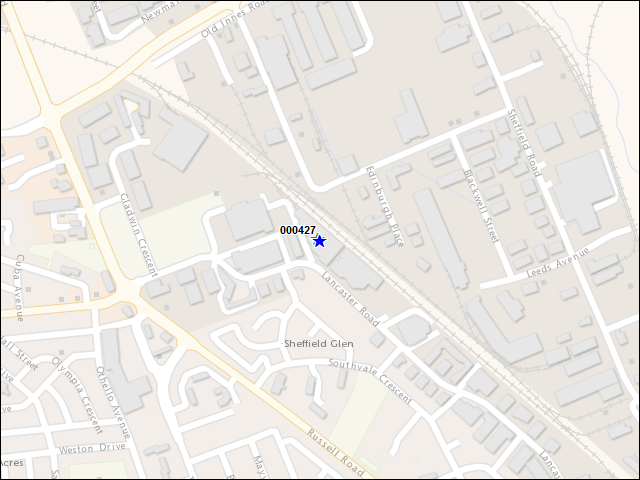 Une carte de la zone qui entoure immédiatement le bâtiment numéro 000427