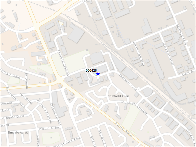 Une carte de la zone qui entoure immédiatement le bâtiment numéro 000428