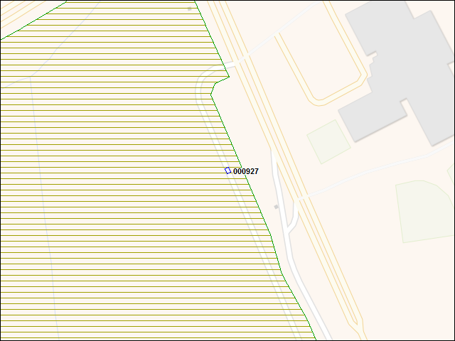 Une carte de la zone qui entoure immédiatement le bâtiment numéro 000927