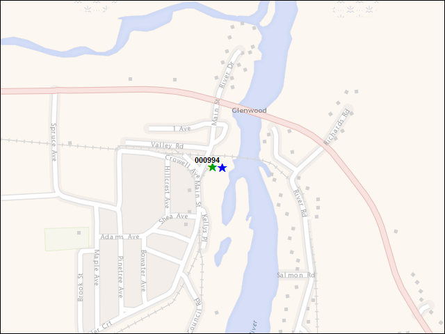 A map of the area immediately surrounding building number 000994