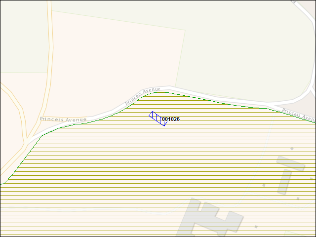 A map of the area immediately surrounding building number 001026