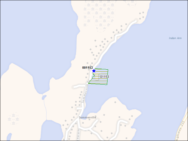 A map of the area immediately surrounding building number 001153