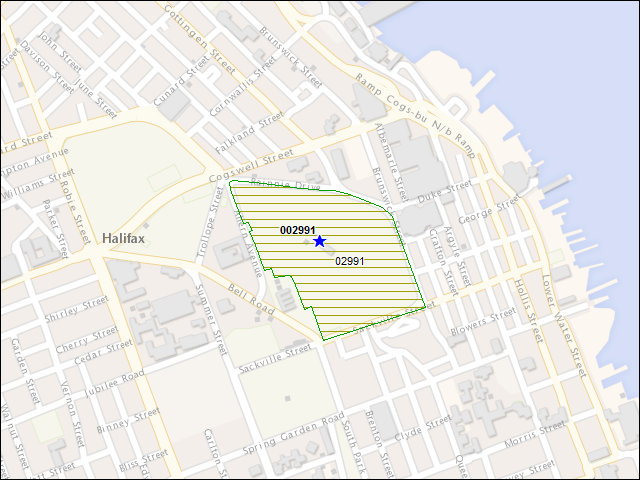 A map of the area immediately surrounding building number 002991