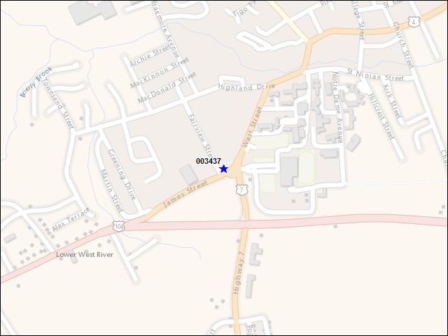 Une carte de la zone qui entoure immédiatement le bâtiment numéro 003437