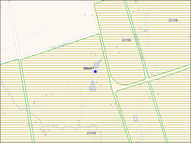 Une carte de la zone qui entoure immédiatement le bâtiment numéro 005477
