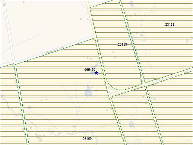 Une carte de la zone qui entoure immédiatement le bâtiment numéro 005480