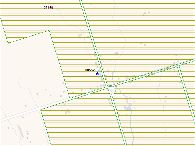 Une carte de la zone qui entoure immédiatement le bâtiment numéro 005529