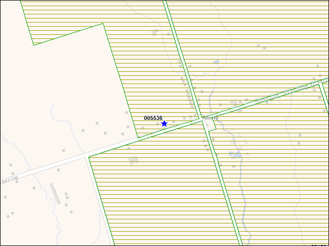 Une carte de la zone qui entoure immédiatement le bâtiment numéro 005536