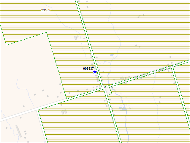 Une carte de la zone qui entoure immédiatement le bâtiment numéro 005537