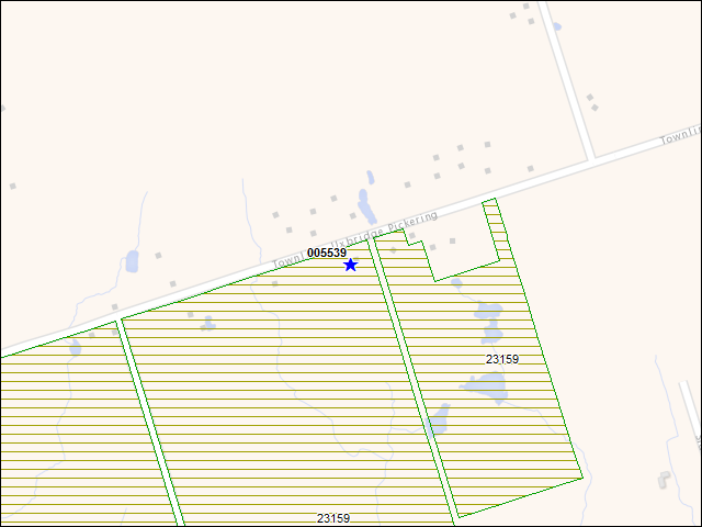 Une carte de la zone qui entoure immédiatement le bâtiment numéro 005539