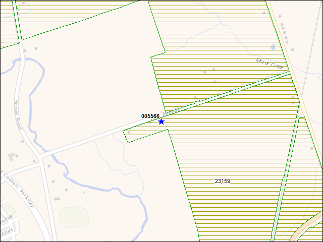 Une carte de la zone qui entoure immédiatement le bâtiment numéro 005566